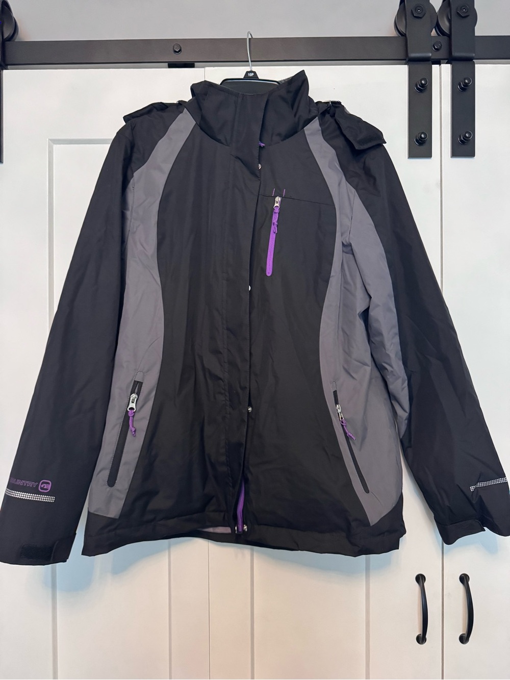 Free Country Black and Gray Snow Jacket with Purple Accents
